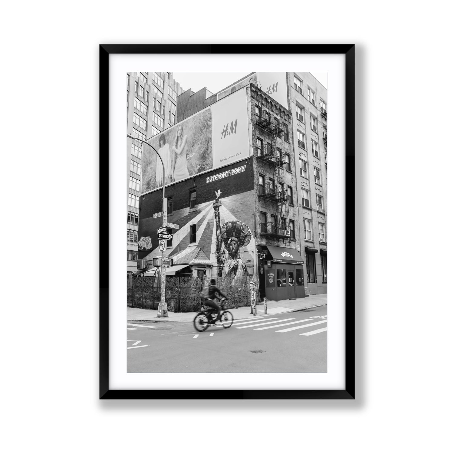 Shadows Of Liberty New York NYC Black & White wall art Giant fine art print in black frame with matboard