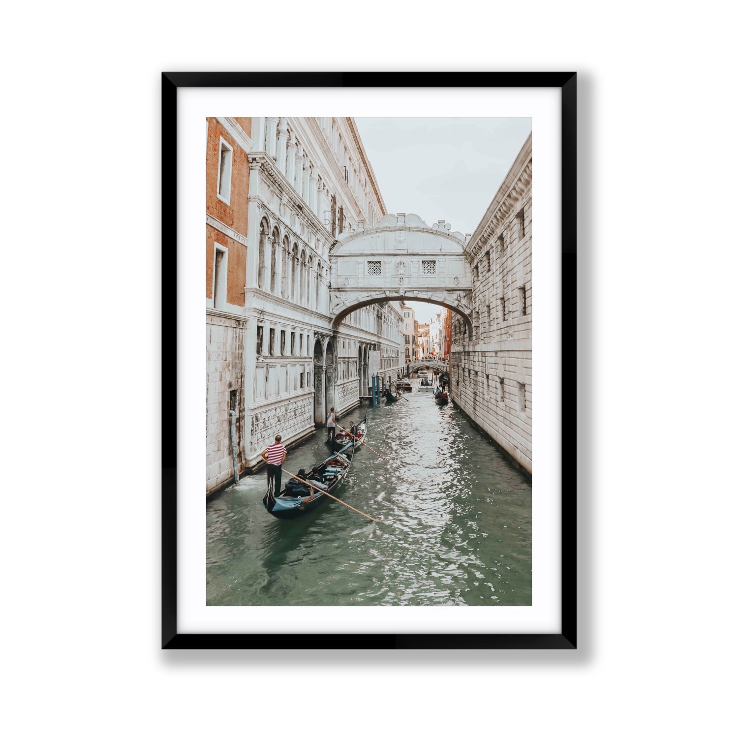 Bridge of Sighs Venice Gondola Italian wall art Giant fine art print in black frame with matboard
