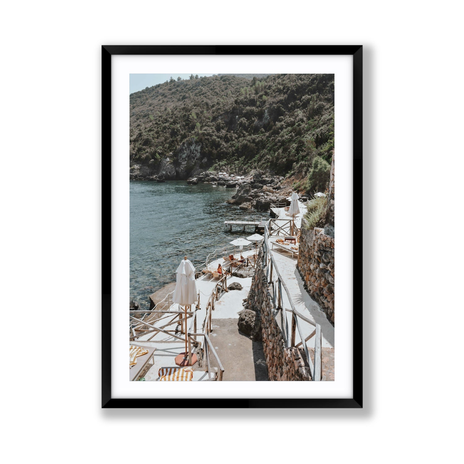 L'Estate Tuscany coastal Italian wall art Giant fine art print in black frame with matboard