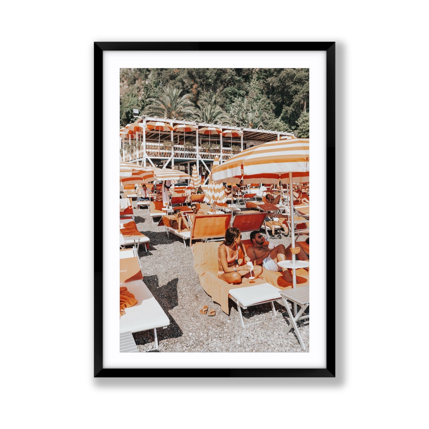 Lounging In Lido fine art print, Positano, Italy, Giant, Black Frame · Matboard, Fine Art Print