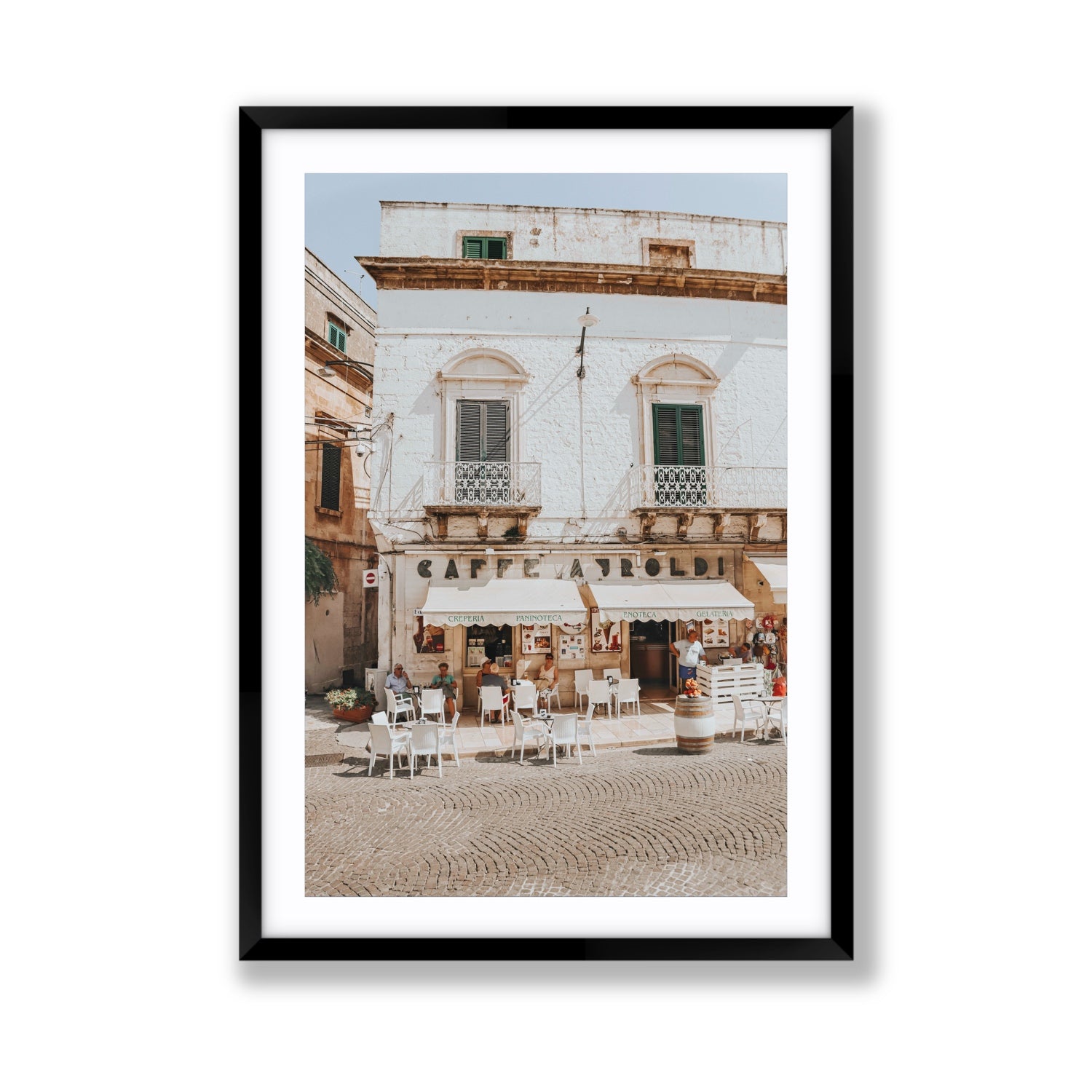 L'Ora di Pranzo Puglia L’Ora di Pranzo Italian art print Giant fine art print in black frame with matboard
