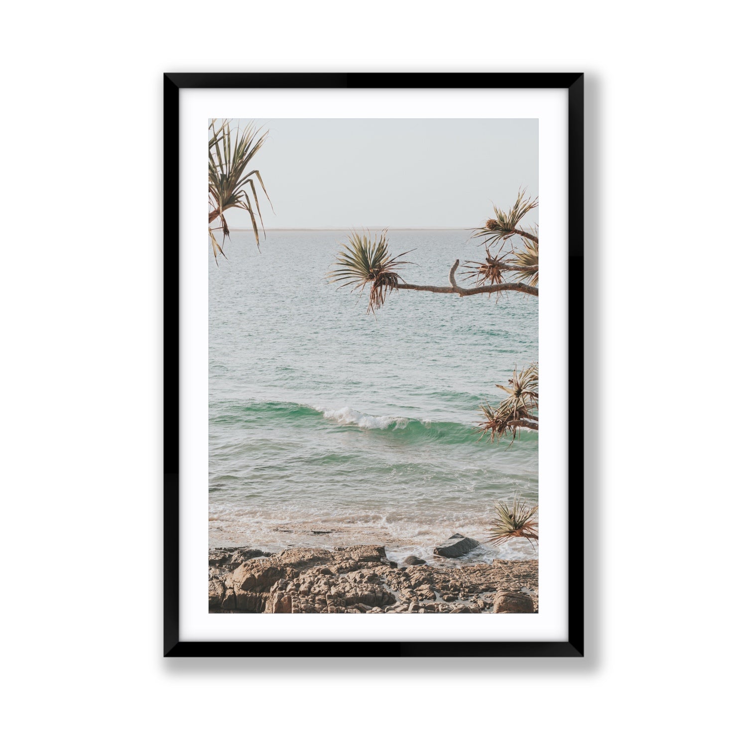 Good Vibrations fine art print, Noosa, Australia, coastal scenes artwork, Giant, Black Frame · Matboard, Fine Art Print
