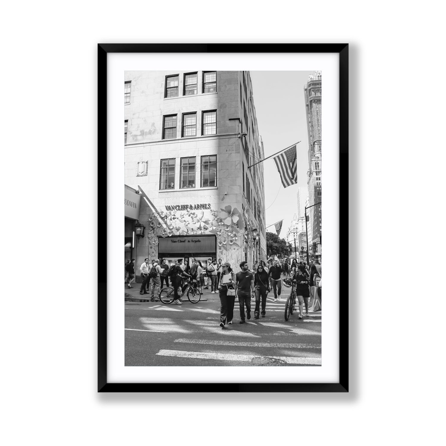Sidewalk Shuffle New York NYC Black & White wall art Giant fine art print in black frame with matboard