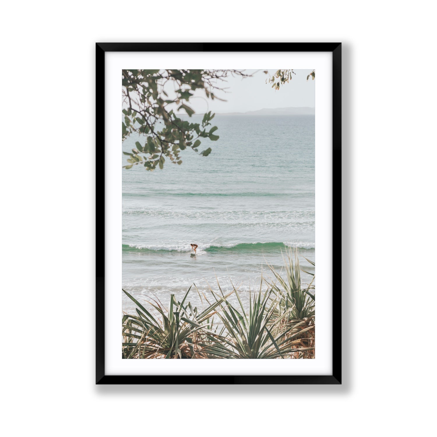 Dream Boat fine art print, Noosa, Australia, coastal scenes artwork, Giant, Black Frame · Matboard, Fine Art Print