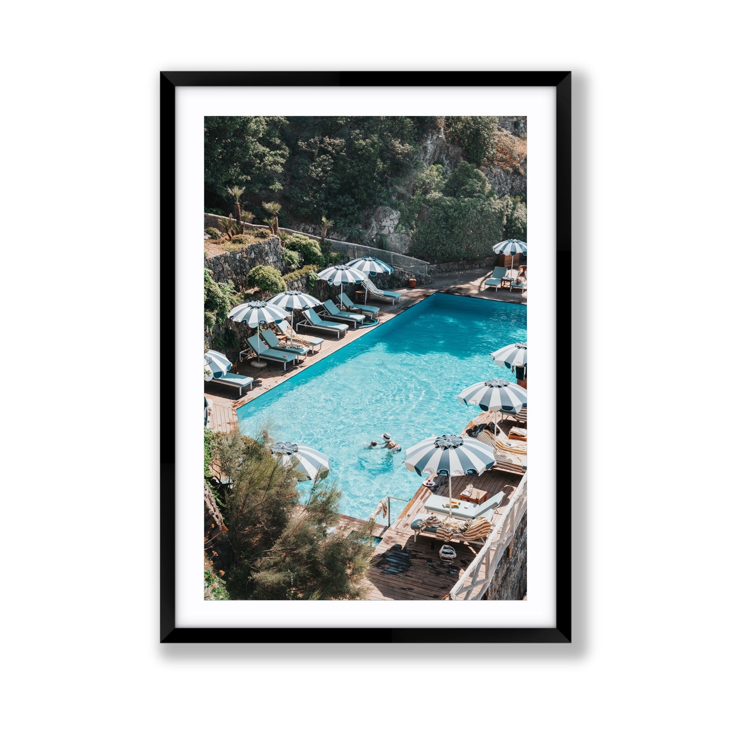 Poolside Paradise fine art print, Ischia, Italy, Giant, Black Frame · Matboard, Fine Art Print