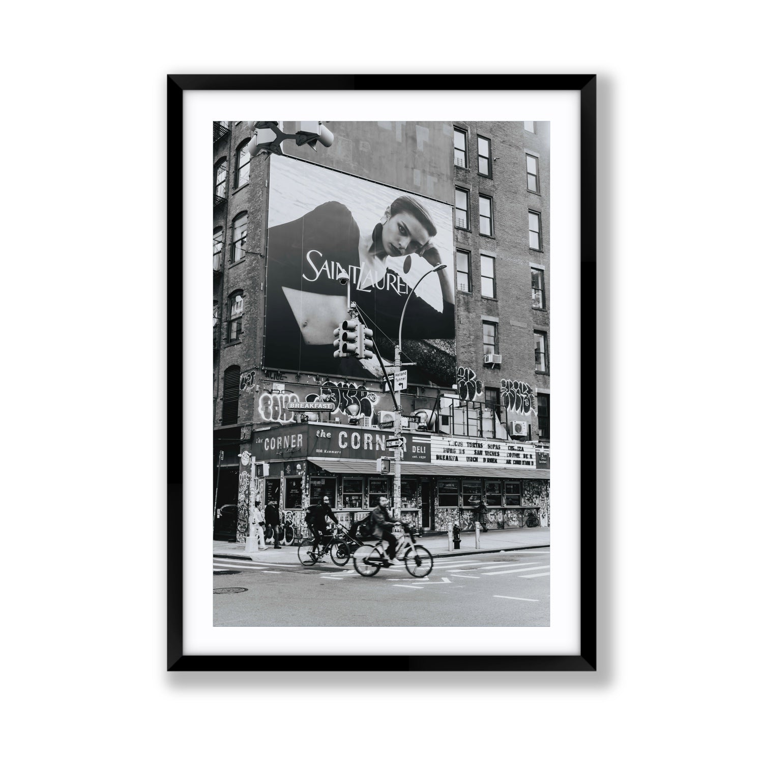 Runway To Rooftops New York NYC Black & White wall art Giant fine art print in black frame with matboard