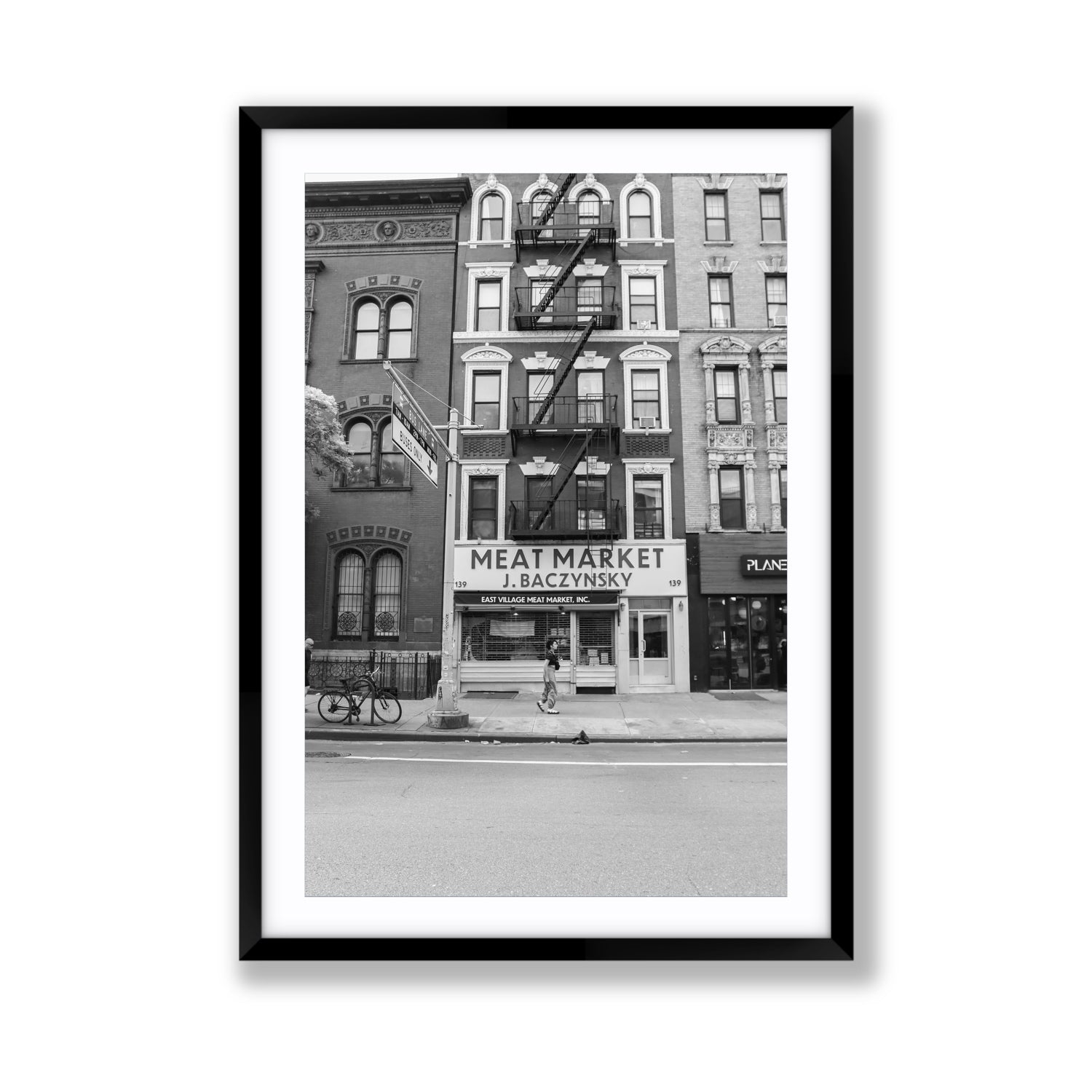 Vertical Village New York NYC Black & White wall art Giant fine art print in black frame with matboard