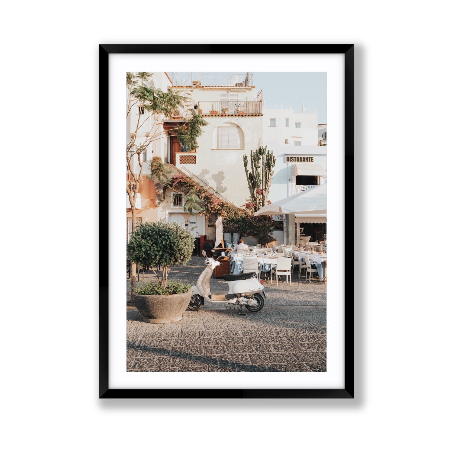 Ristorante Ischia Italian Mediterranean decor wall art Giant fine art print in black frame with matboard
