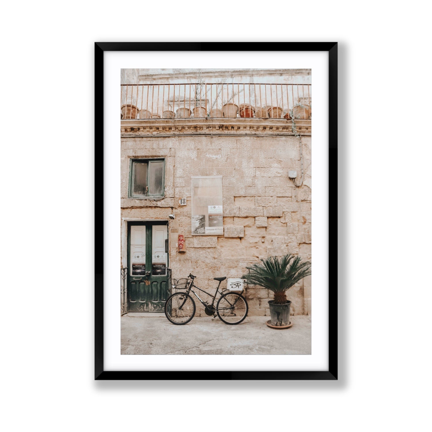 Golden Facades Puglia Lecce Italian wall art Giant fine art print in black frame with matboard