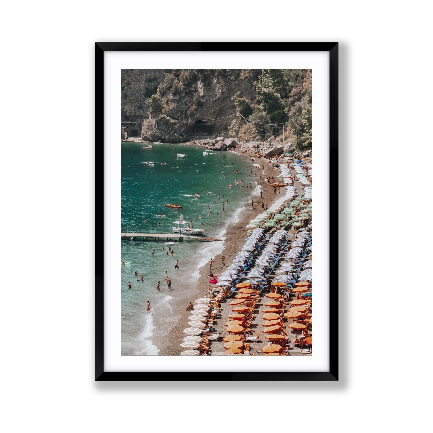 Ocean's Playground Positano decor wall art Giant fine art print in black frame with matboard