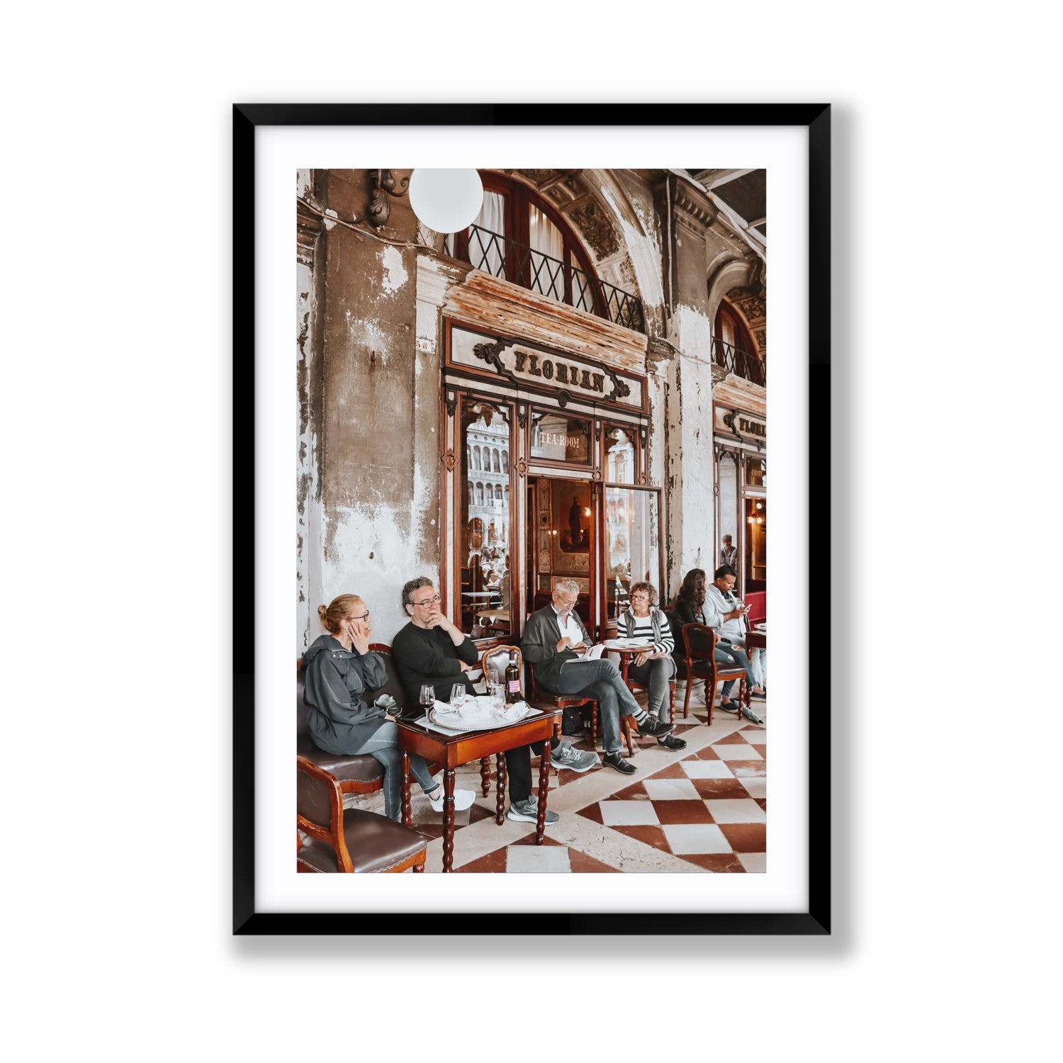 Tea Room Venice Italian wall art Giant fine art print in black frame with matboard