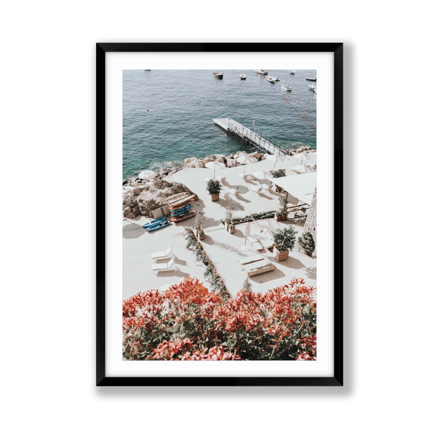 A Work of Art Amalfi coastal wall art Giant fine art print in black frame with matboard