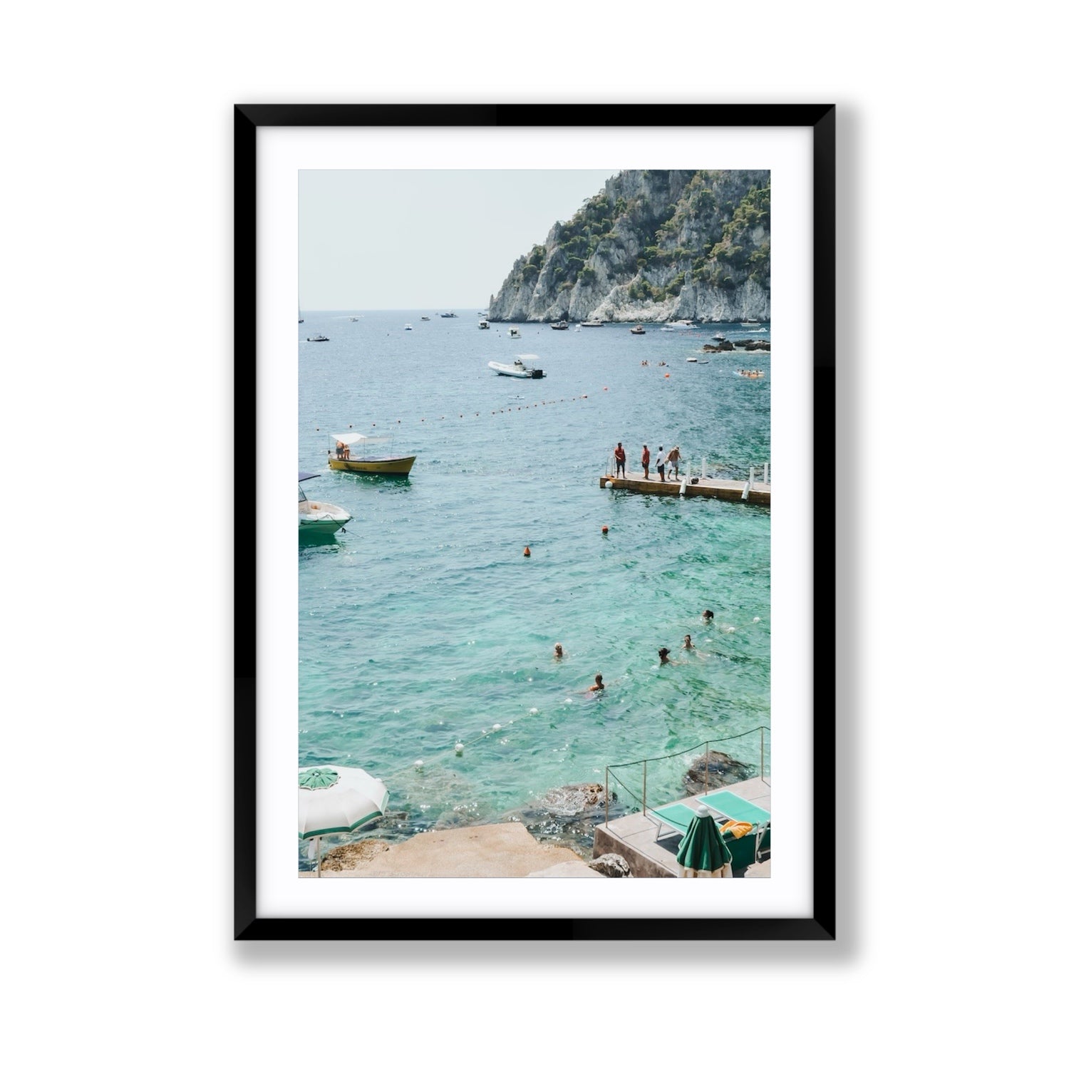 Delizia Pomeridiana Capri coastal wall art Giant fine art print in black frame with matboard