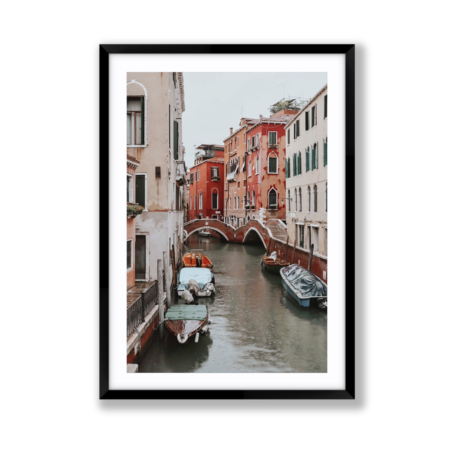 City of Water Venice Italian Mediterranean decor wall art Giant fine art print in black frame with matboard