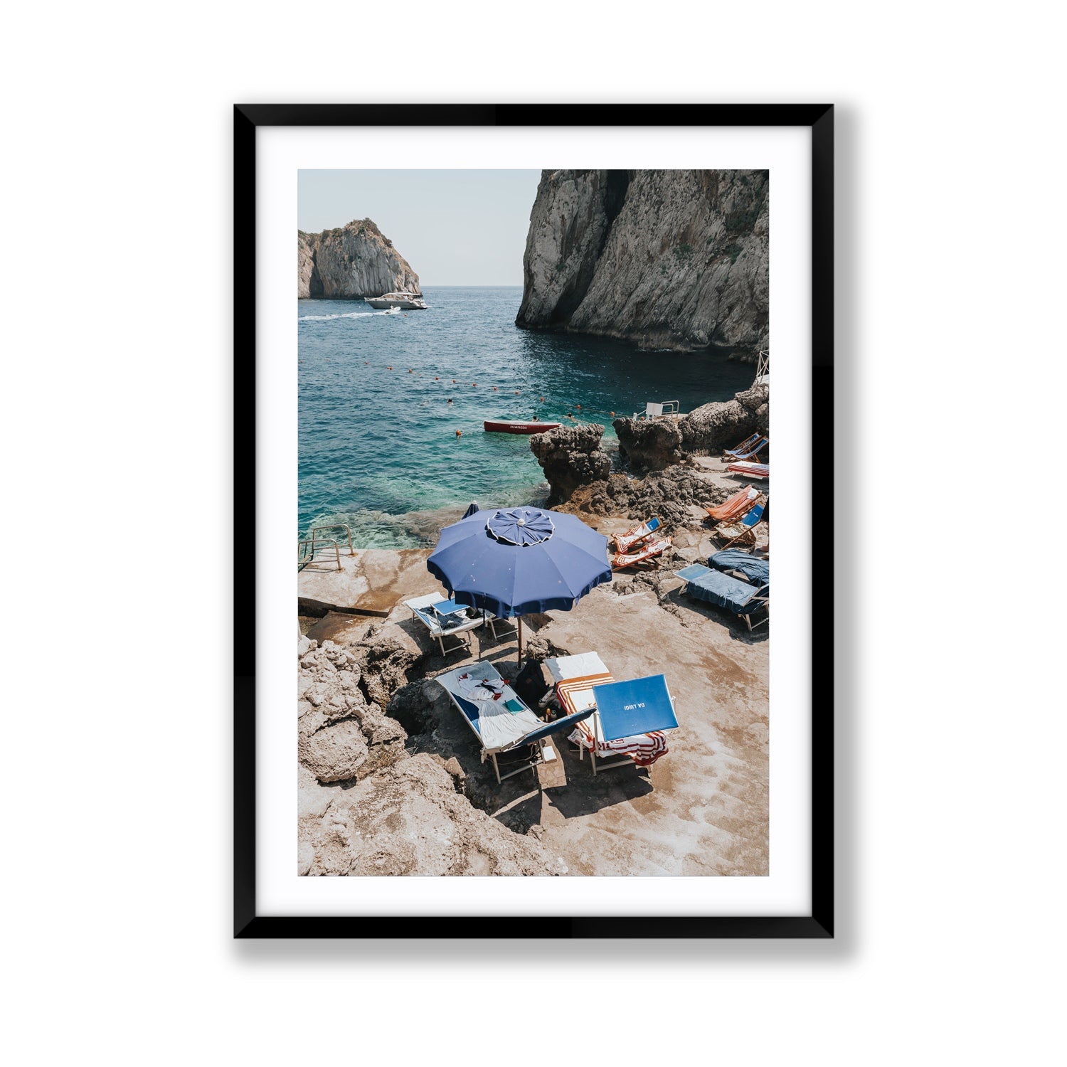 Lonely Loungers fine art print, Capri, Italy, Giant, Black Frame · Matboard, Fine Art Print