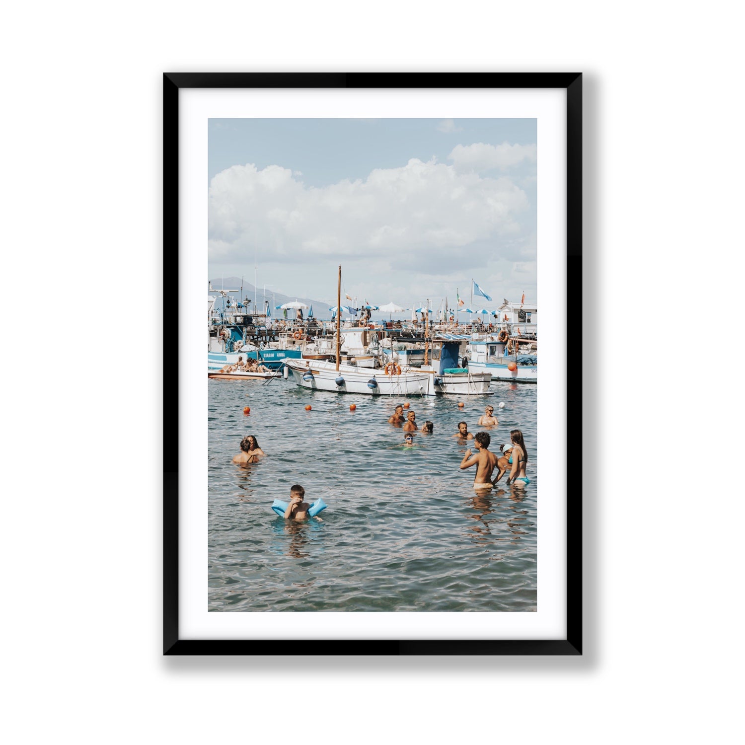 Vacanze Italiane Sorrento Italian coastal wall art Giant fine art print in black frame with matboard