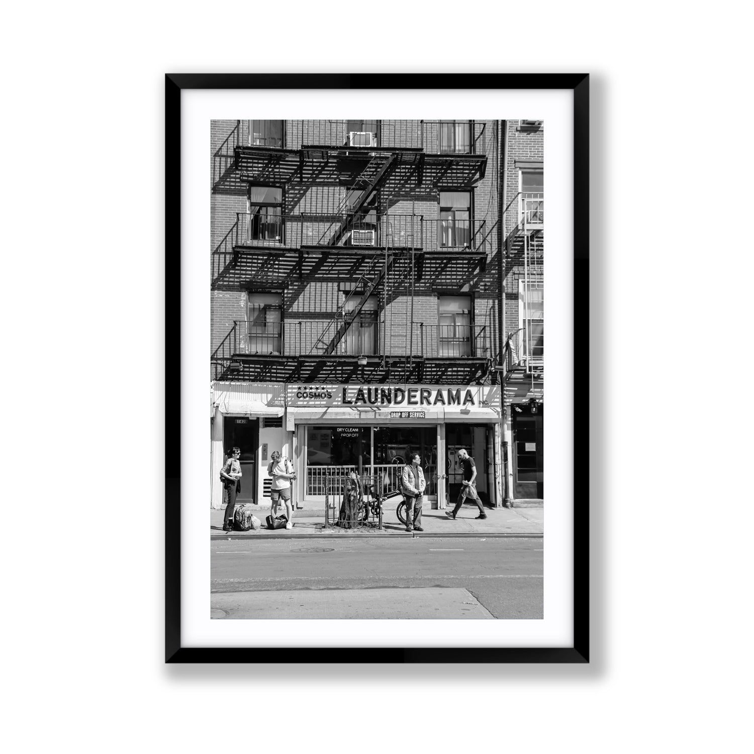 Bus Stop New York NYC Black & White wall art Giant fine art print in black frame with matboard
