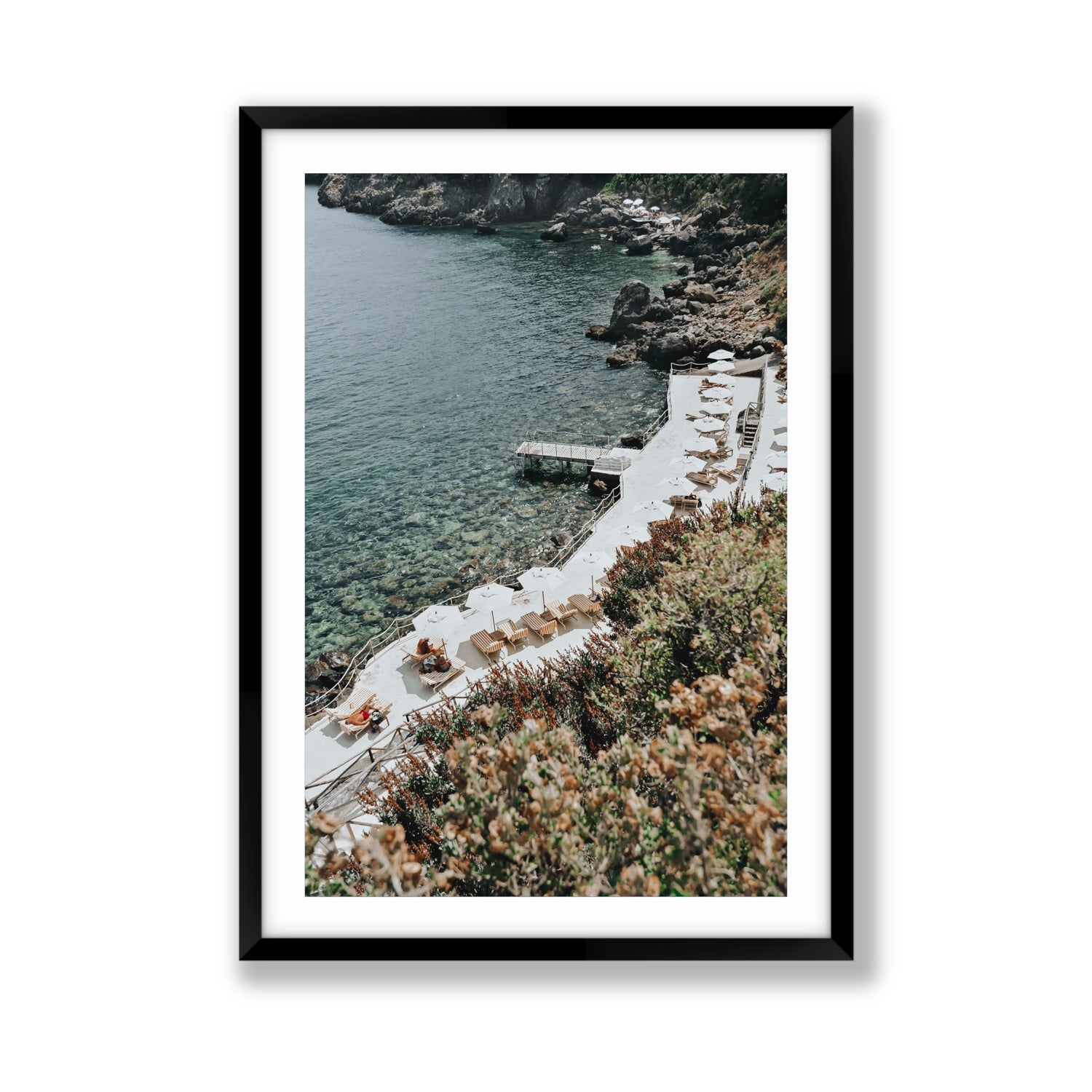 Go Beyond The Postcard Tuscany coastal wall art Giant fine art print in black frame with matboard
