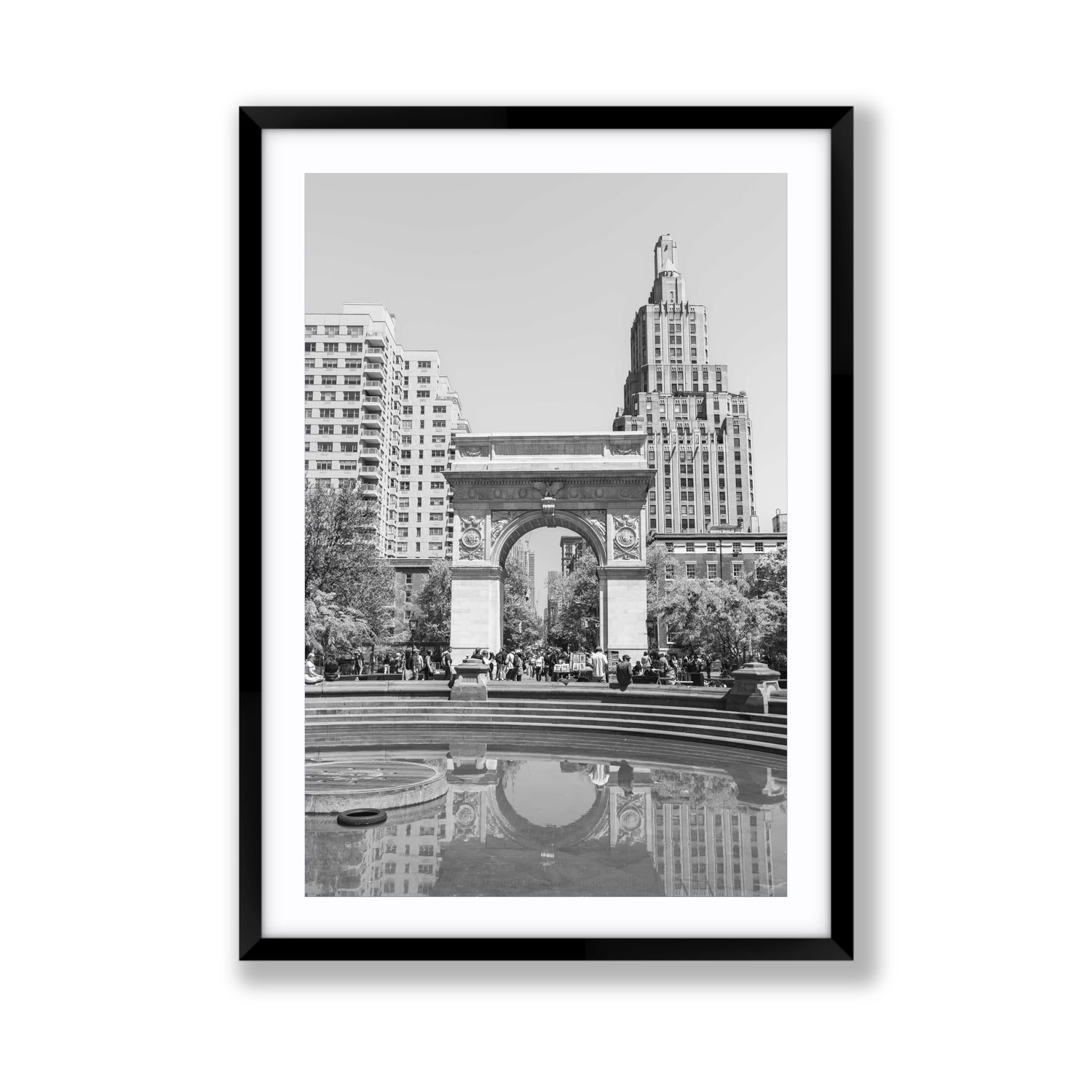Washington Skyline New York NYC Black & White wall art Giant fine art print in black frame with matboard