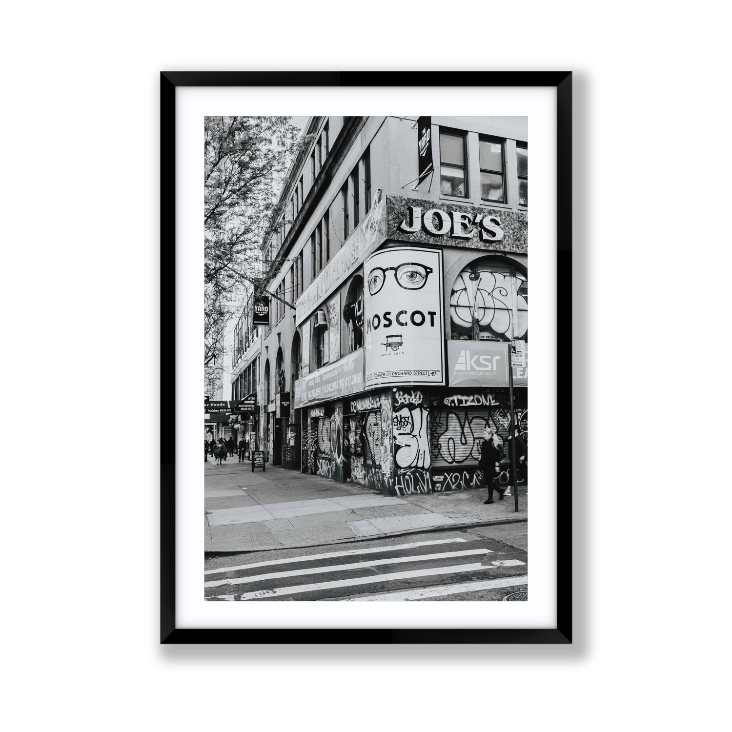 Lower East Side Murals New York NYC Black & White wall art Giant fine art print in black frame with matboard