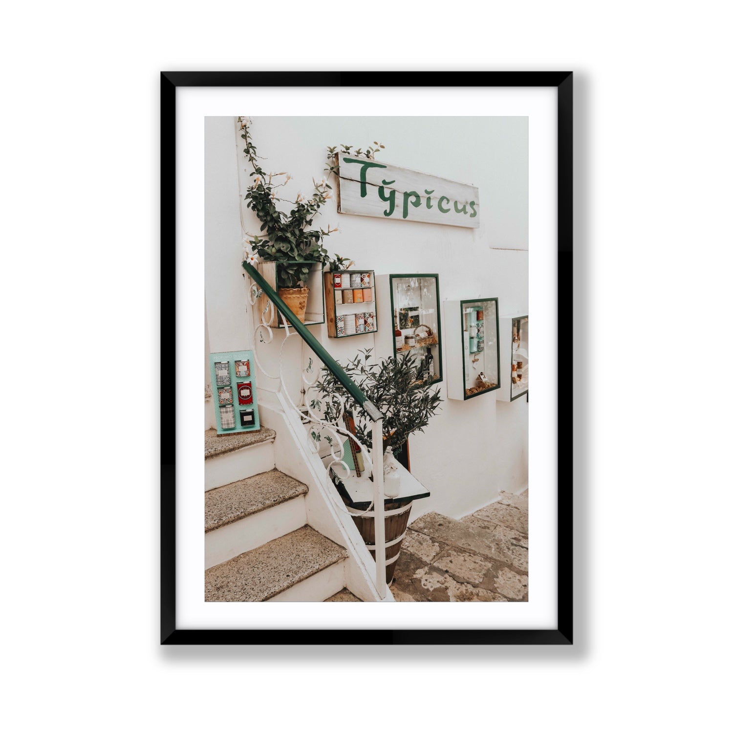 Il Negozio Puglia Ostuni wall art Giant fine art print in black frame with matboard