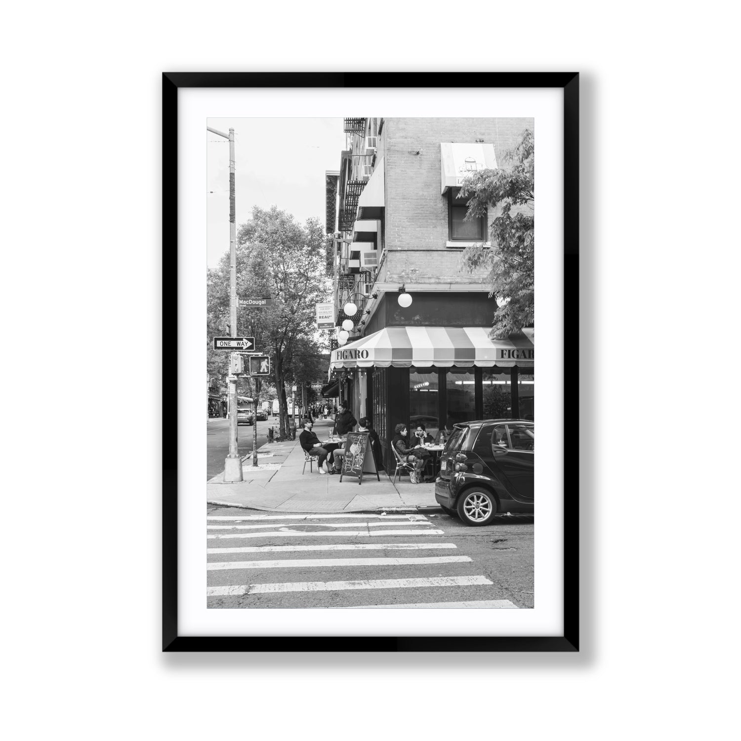 Figaro New York NYC Black & White wall art Giant fine art print in black frame with matboard