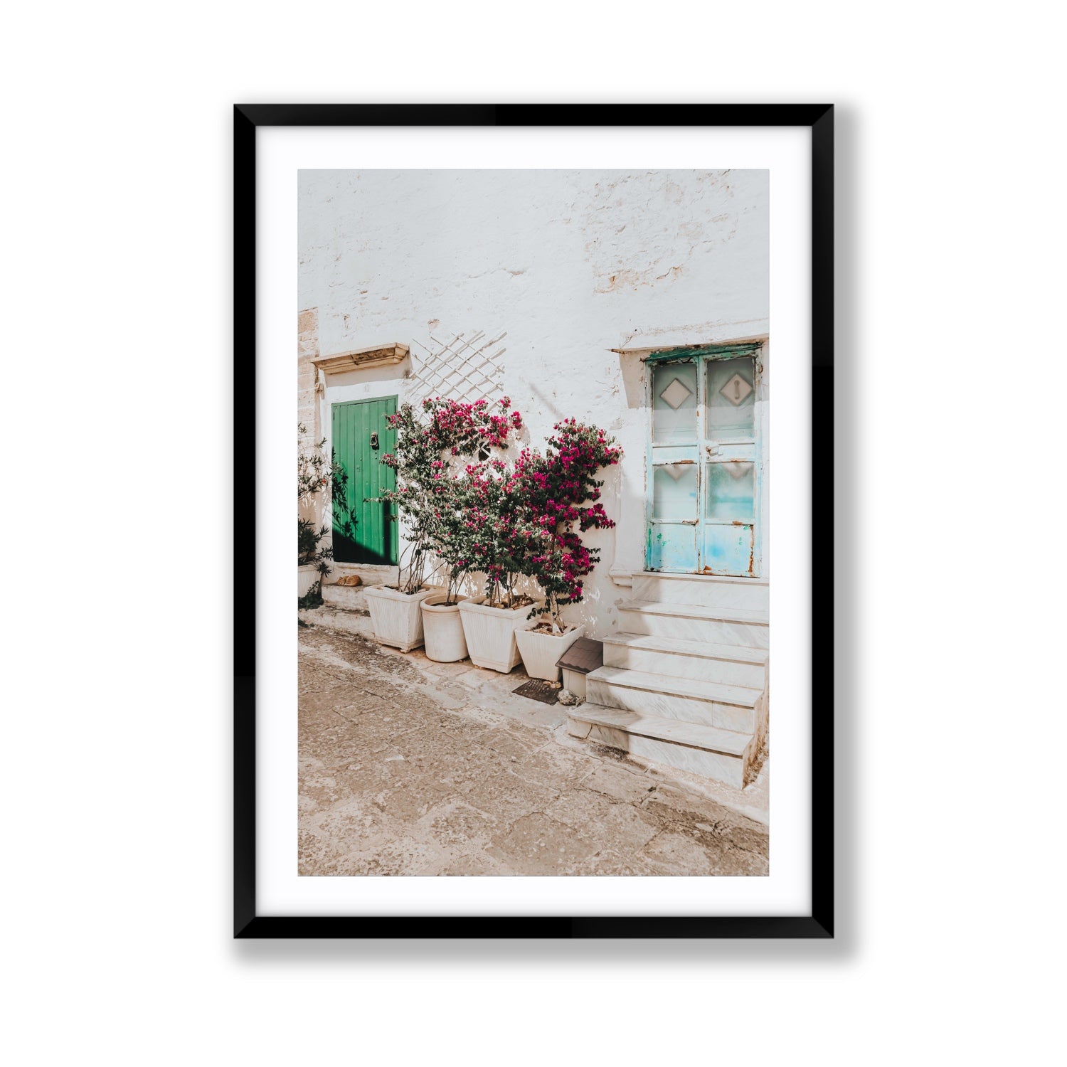 Floral Canvas Puglia Ostuni wall art Giant fine art canvas in black frame