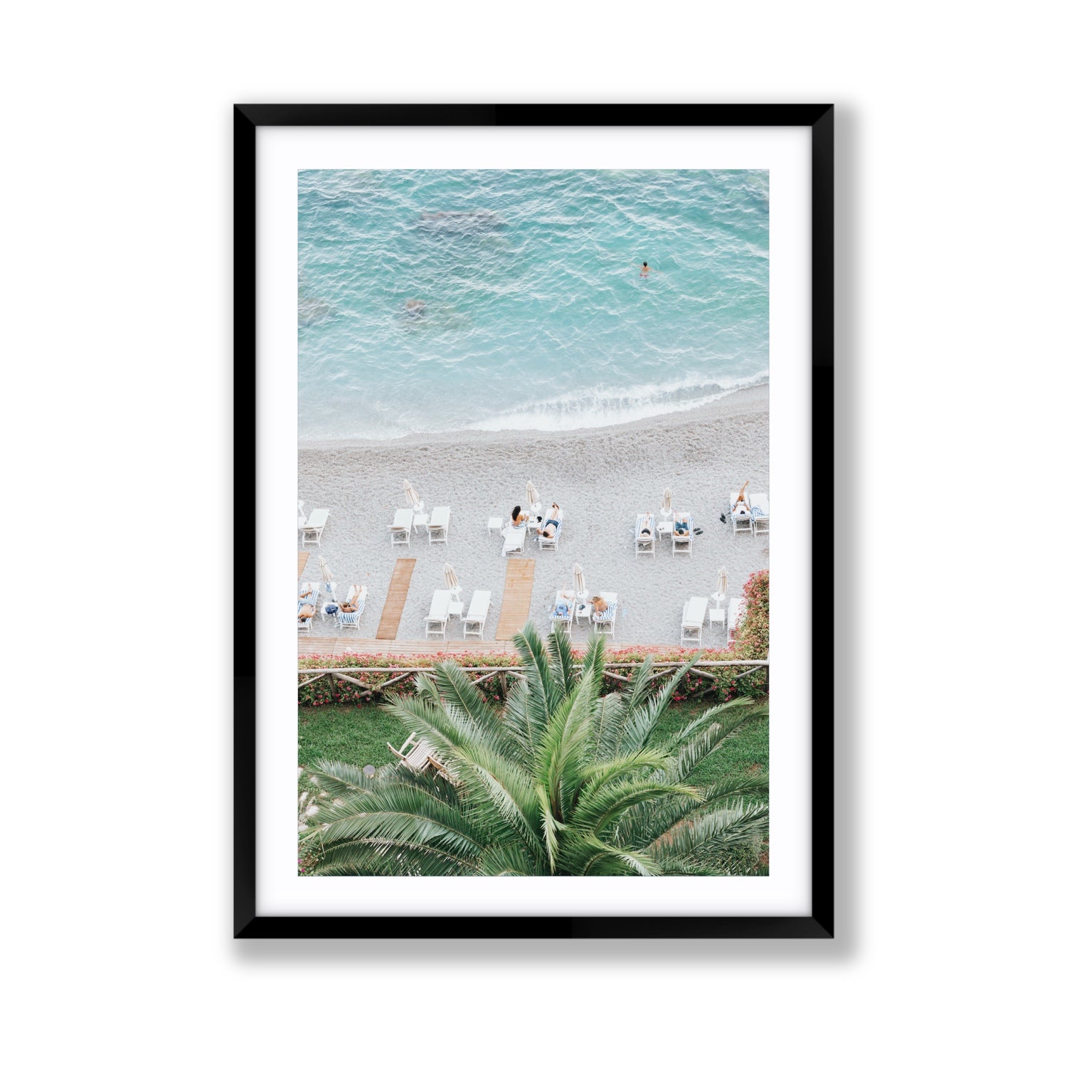 Paradiso Amalfi Mediterranean wall art Giant fine art print in black frame with matboard