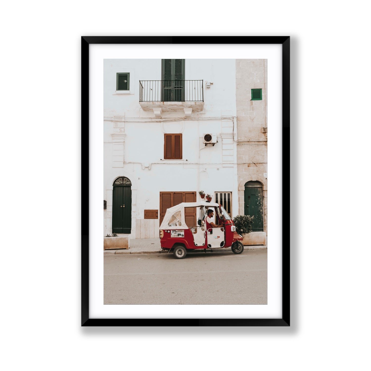 Groovy Piaggio Puglia Italian wall art Giant fine art print in black frame with matboard
