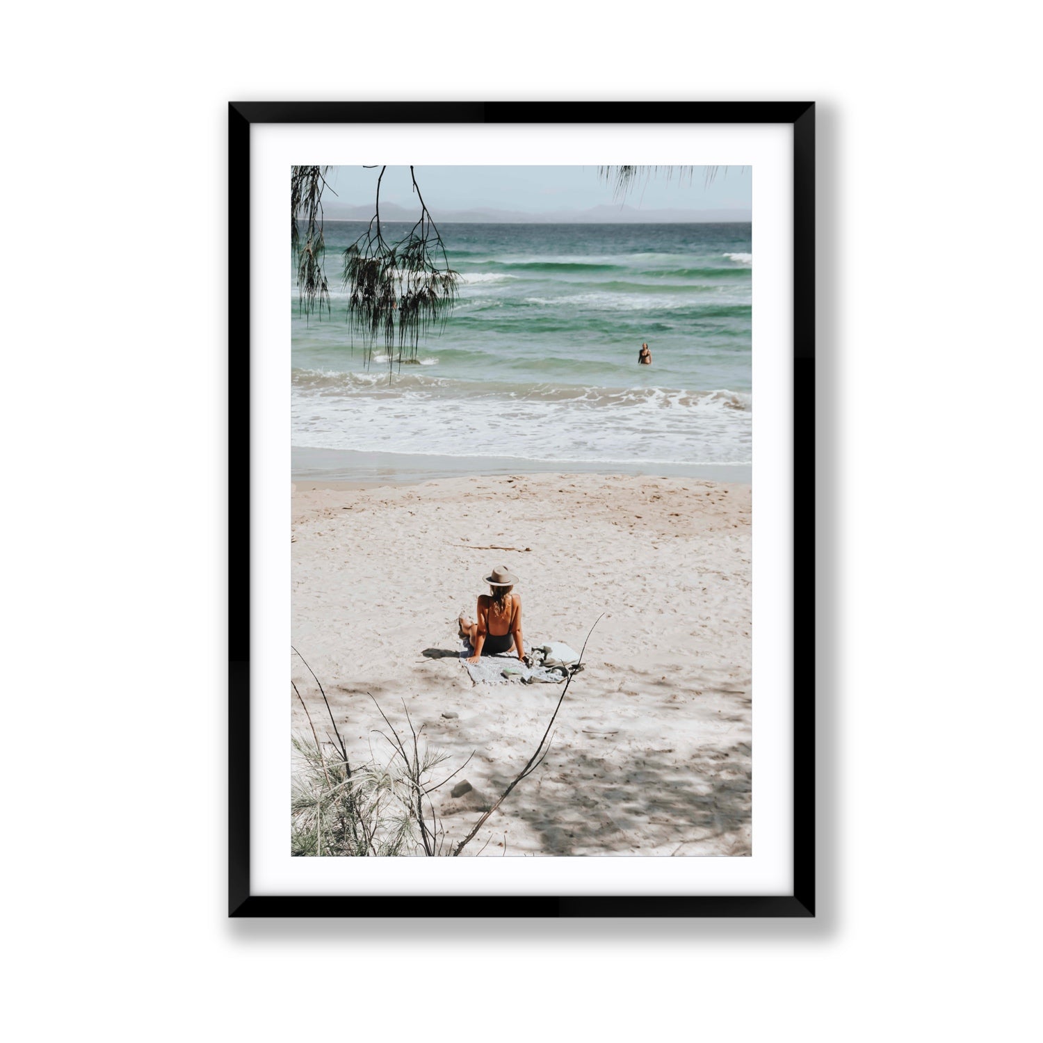 Take It Easy Byron Bay beach coastal decor wall art Giant fine art print in black frame with matboard