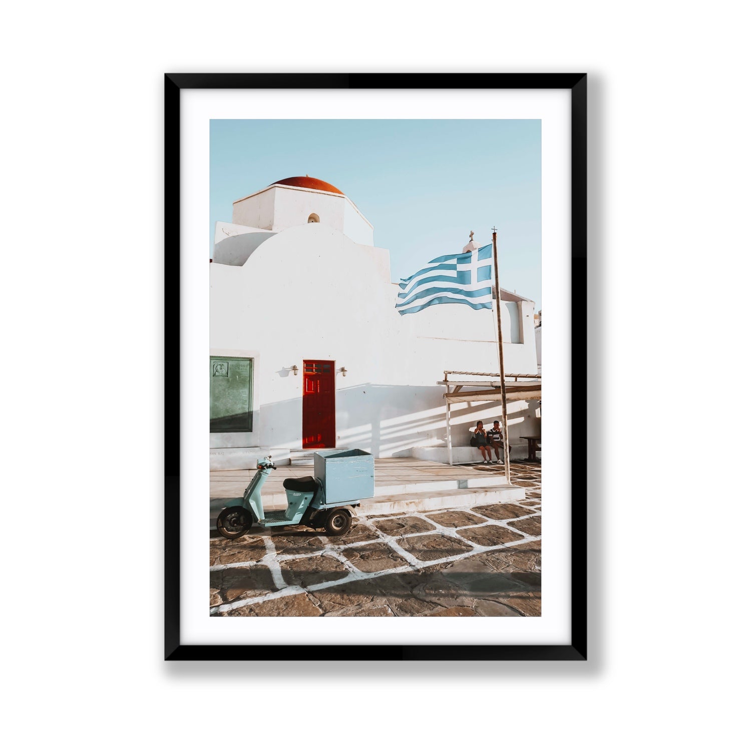 Mykonos Postcard fine art print, Mykonos, Greece, Giant, Black Frame · Matboard, Fine Art Print