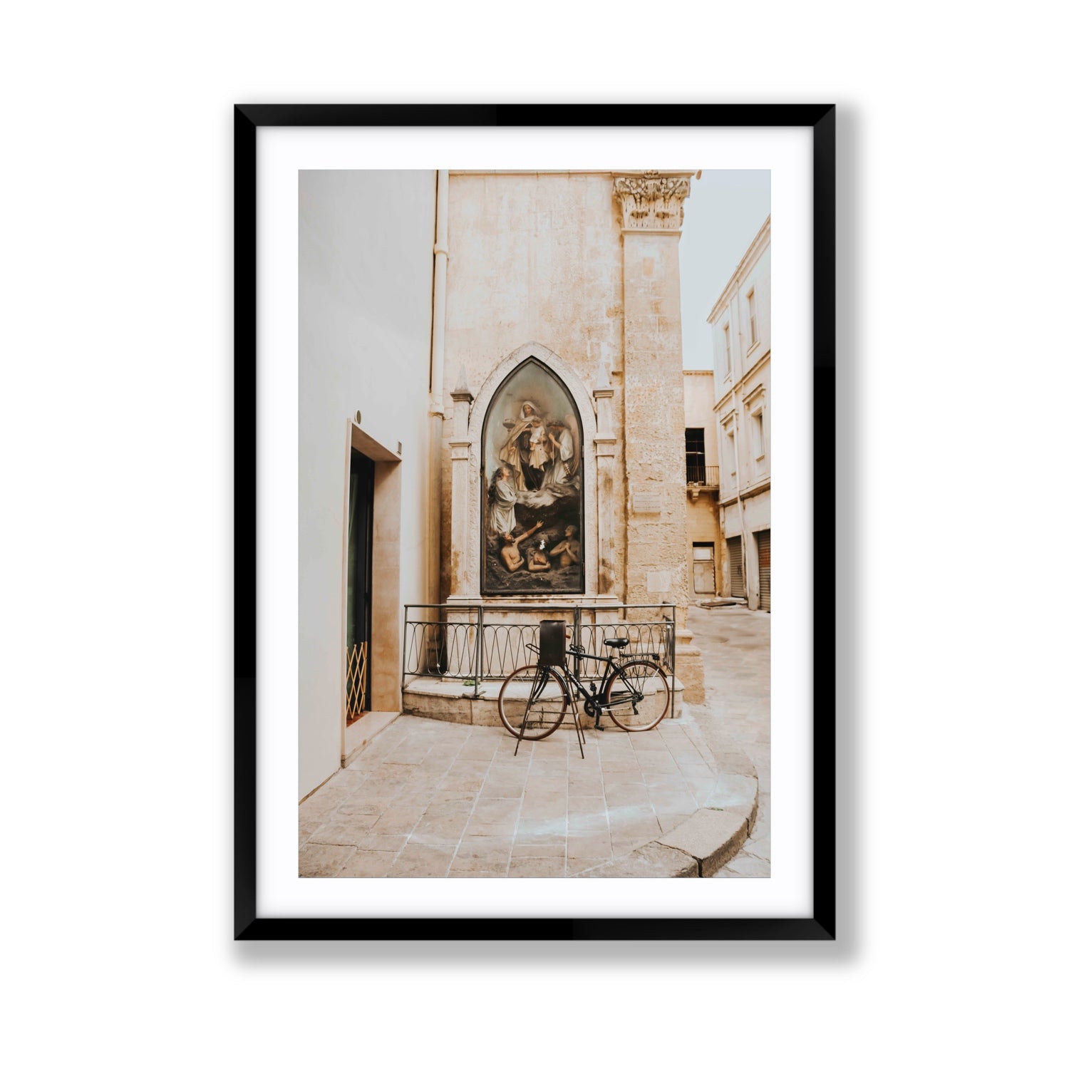 La Chiesa Puglia Otranto Italian wall art Giant fine art print in black frame with matboard