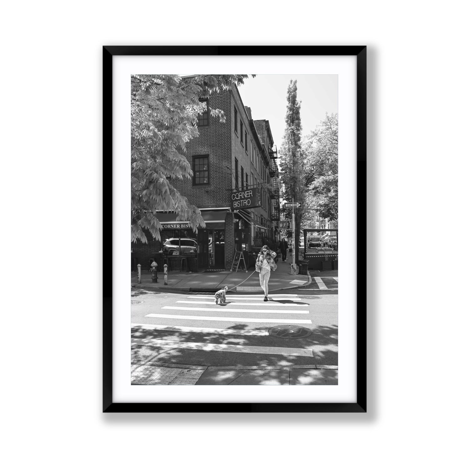 Sunlit Stroll New York NYC Black & White wall art Giant fine art print in black frame with matboard