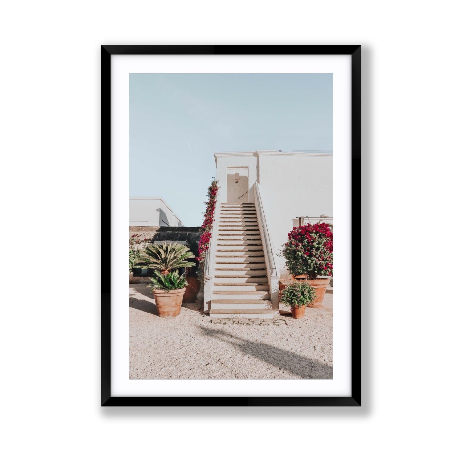 Tranquil Ascent Puglia Italian wall art Giant fine art print in black frame with matboard