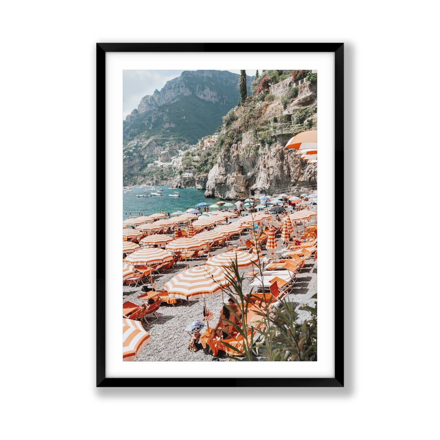 Bagni d'Arienzo Positano decor wall art Giant fine art print in black frame with matboard