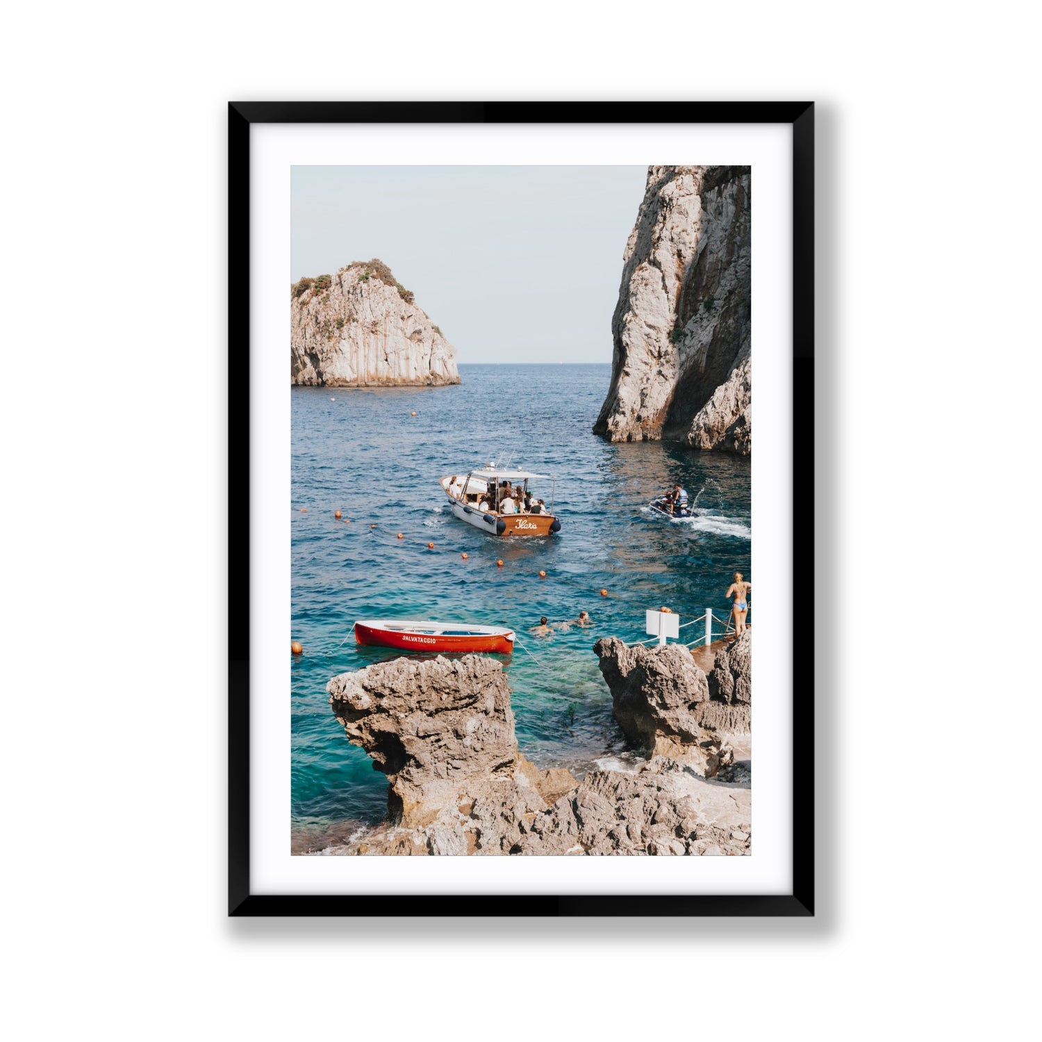 Set Sail fine art print, Capri, Italy, Giant, Black Frame · Matboard, Fine Art Print