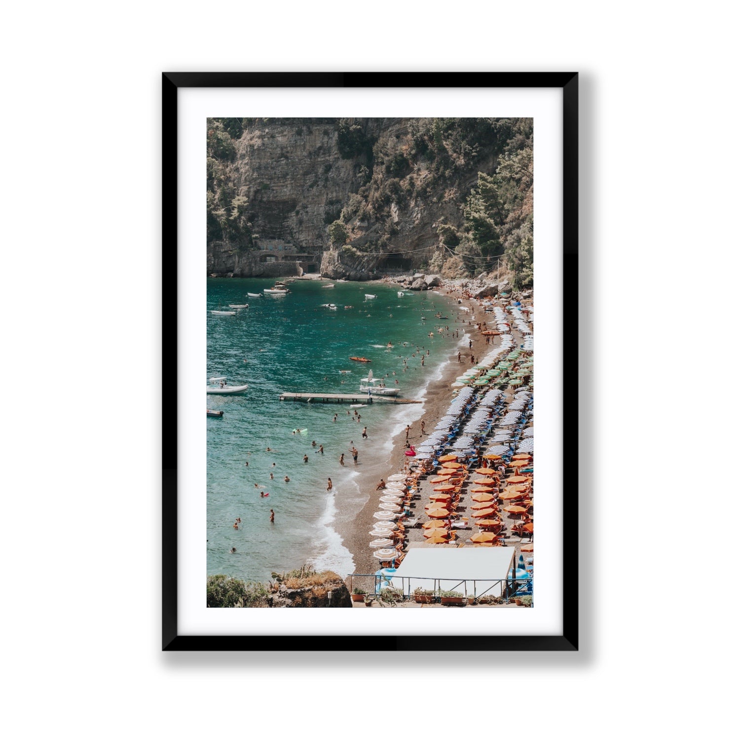 Parasol Panorama fine art print, Positano, Italy, Giant, Black Frame · Matboard, Fine Art Print