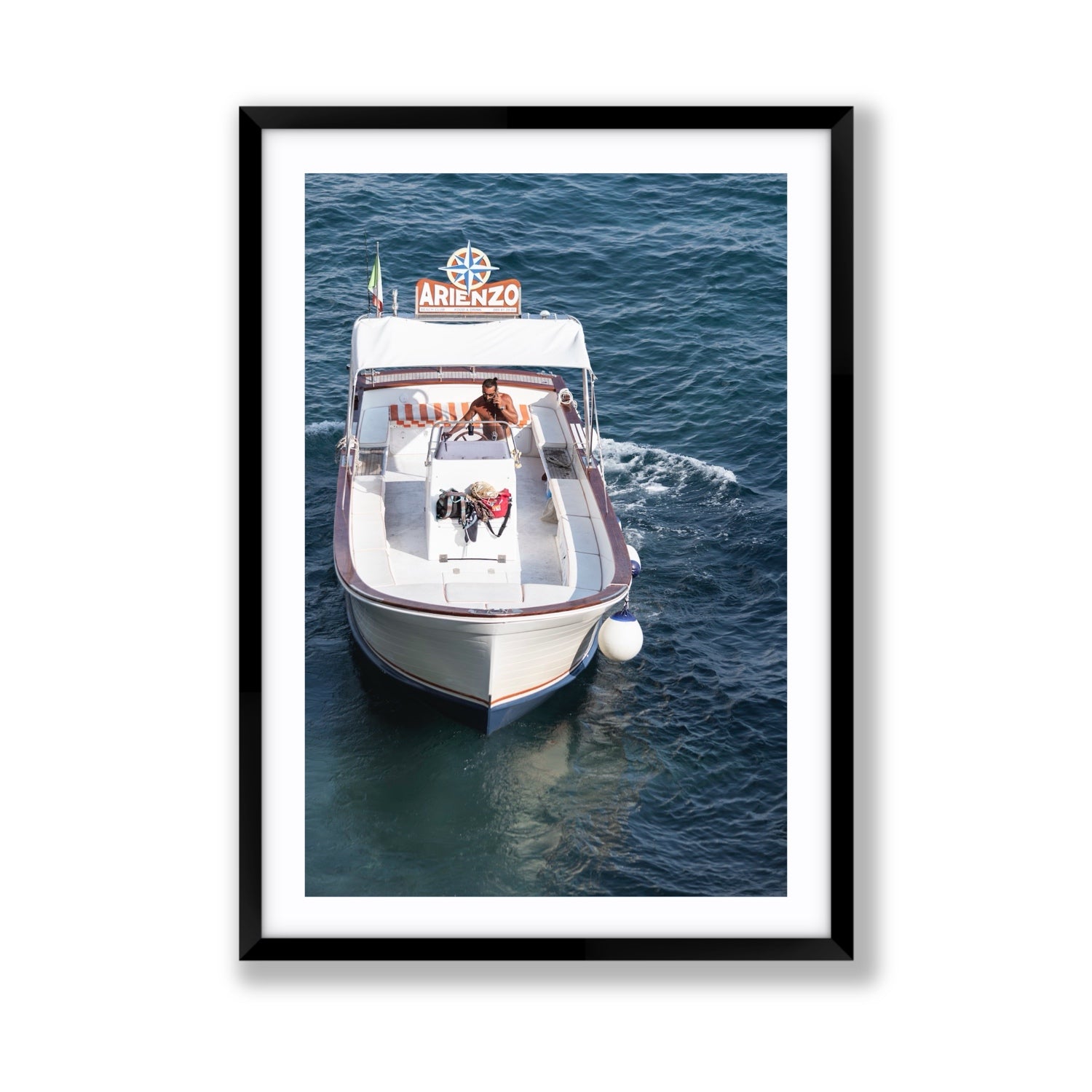 Pilota di Motoscafo fine art print, Positano, Italy, Giant, Black Frame · Matboard, Fine Art Print