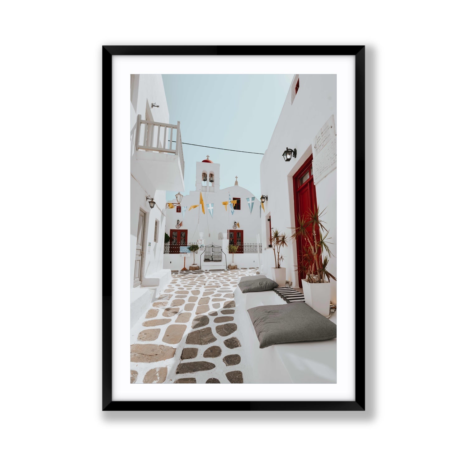 Cycladic Charm fine art print, Mykonos, Greece, Giant, Black Frame · Matboard, Fine Art Print