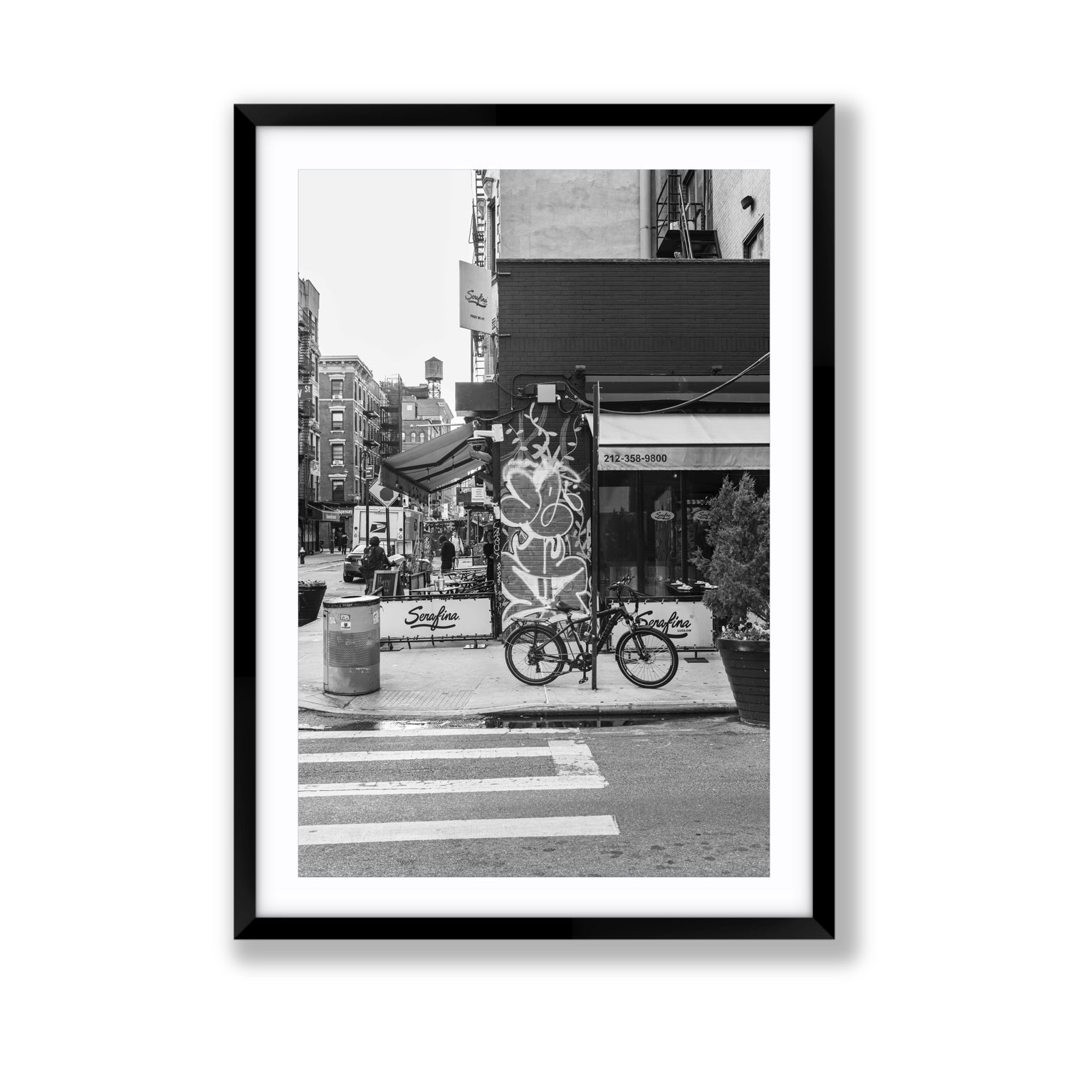 Cafe Canvas New York NYC Black & White wall art Giant fine art canvas in black frame