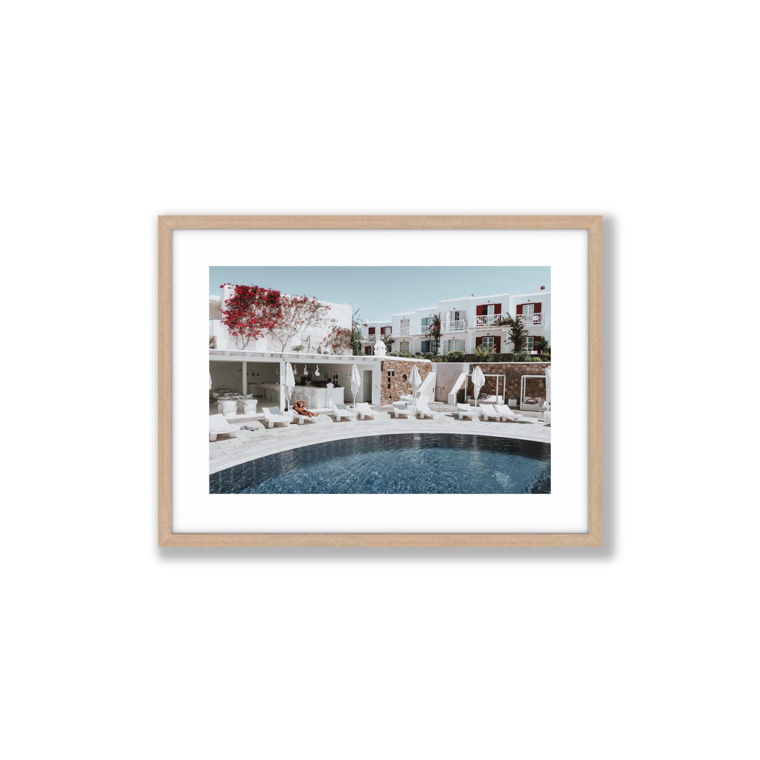 Got The First Lounge fine art print, Mykonos, Greece, Medium, Natural Oak Frame · Matboard, Fine Art Print