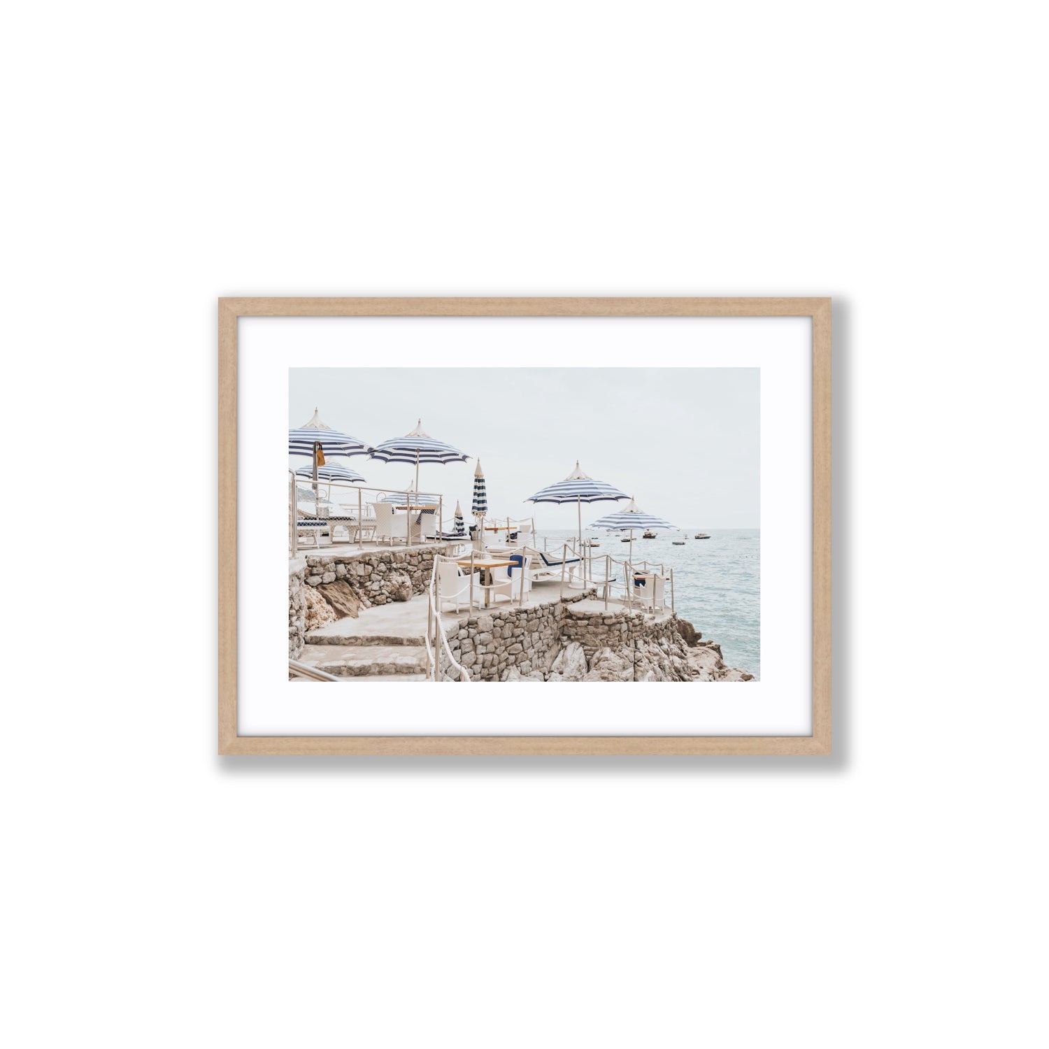 Ombrelloni fine art print, Positano, Italy, Medium, Natural Oak Frame · Matboard, Fine Art Print