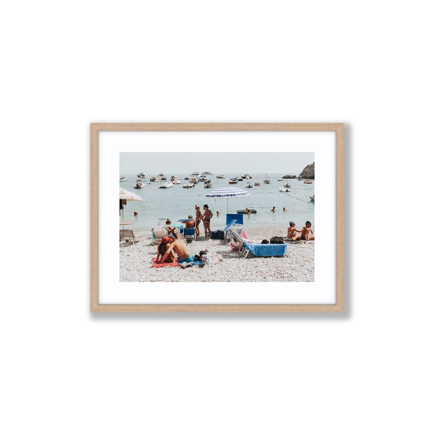 The Kiss Nerano wall art Medium fine art print in natural oak frame with matboard