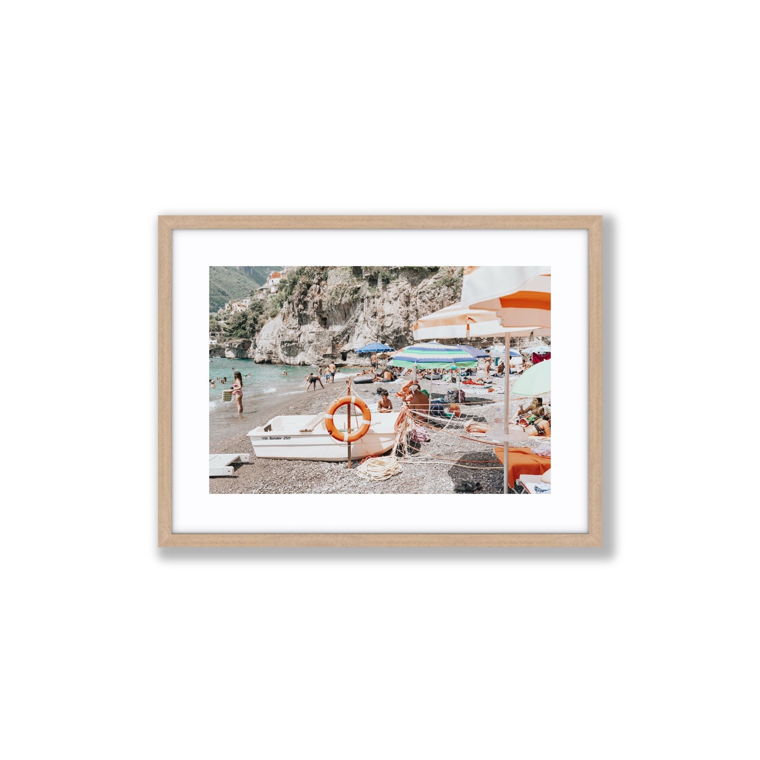 Bellezza By The Bay fine art print, Positano, Italy, Medium, Natural Oak Frame · Matboard, Fine Art Print