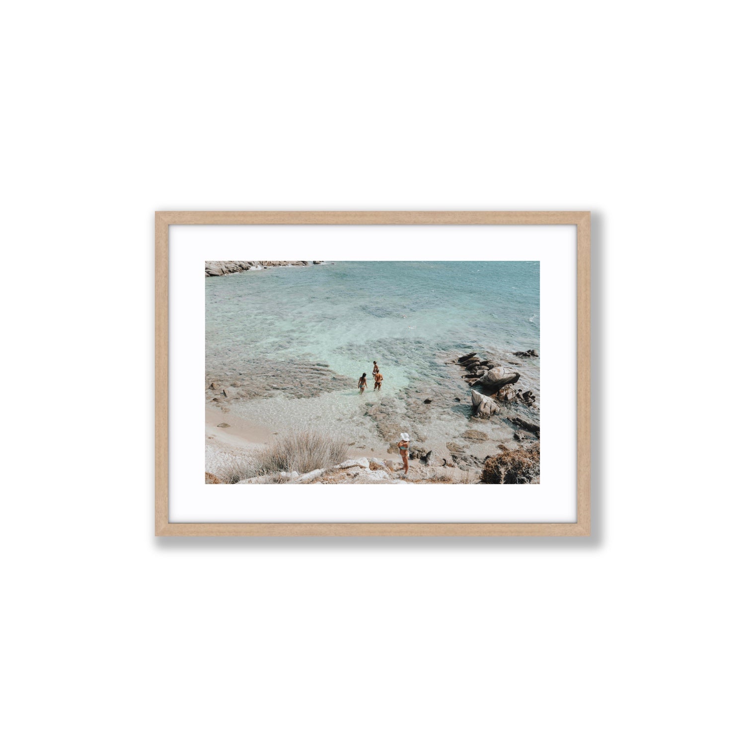 Easy On The Eyes Mykonos Greek island wall art Medium fine art print in natural oak frame with matboard