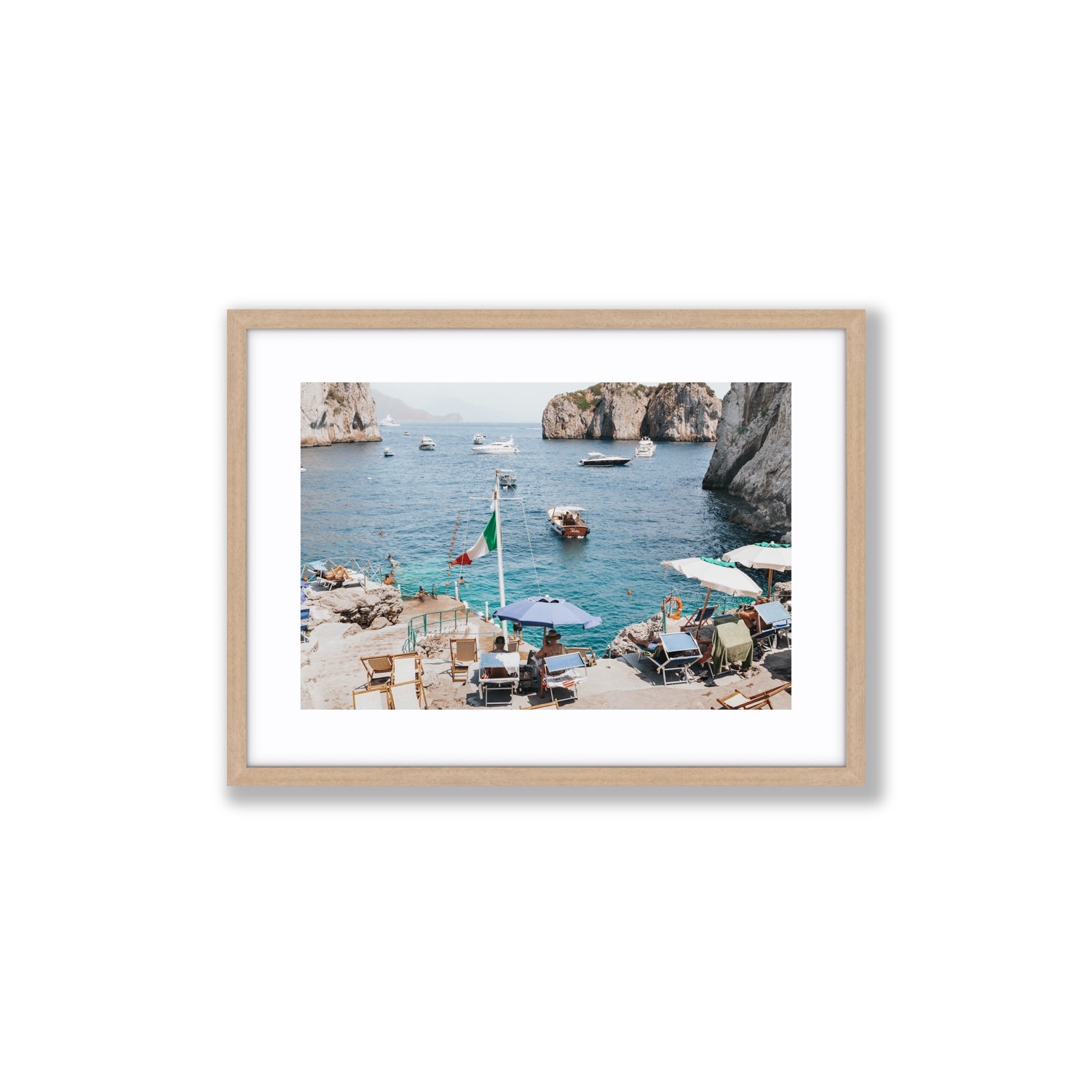 Smooth Sailing fine art print, Capri, Italy, Medium, Natural Oak Frame · Matboard, Fine Art Print