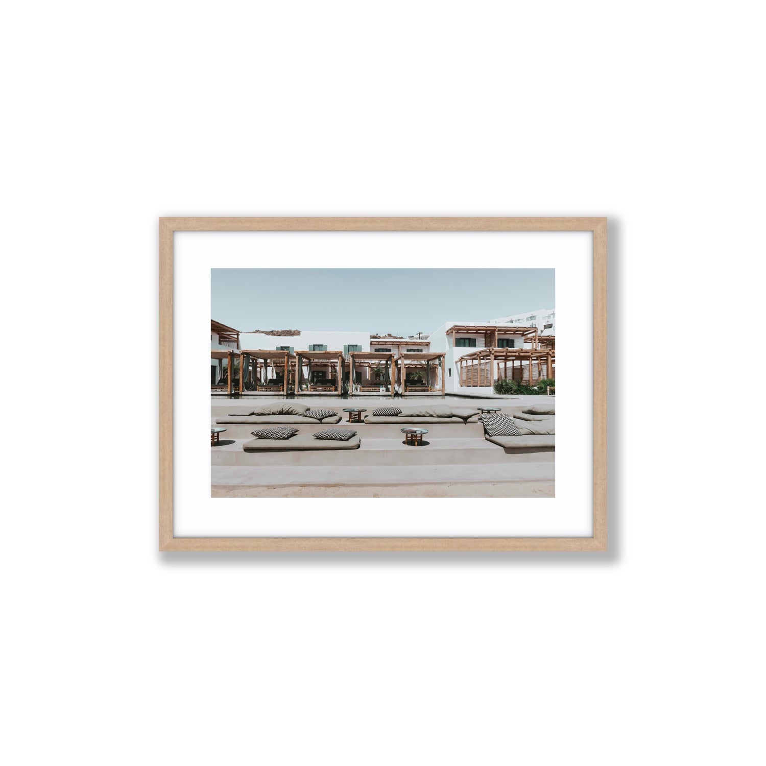 Platis Gialos fine art print, Mykonos, Greece, Medium, Natural Oak Frame · Matboard, Fine Art Print