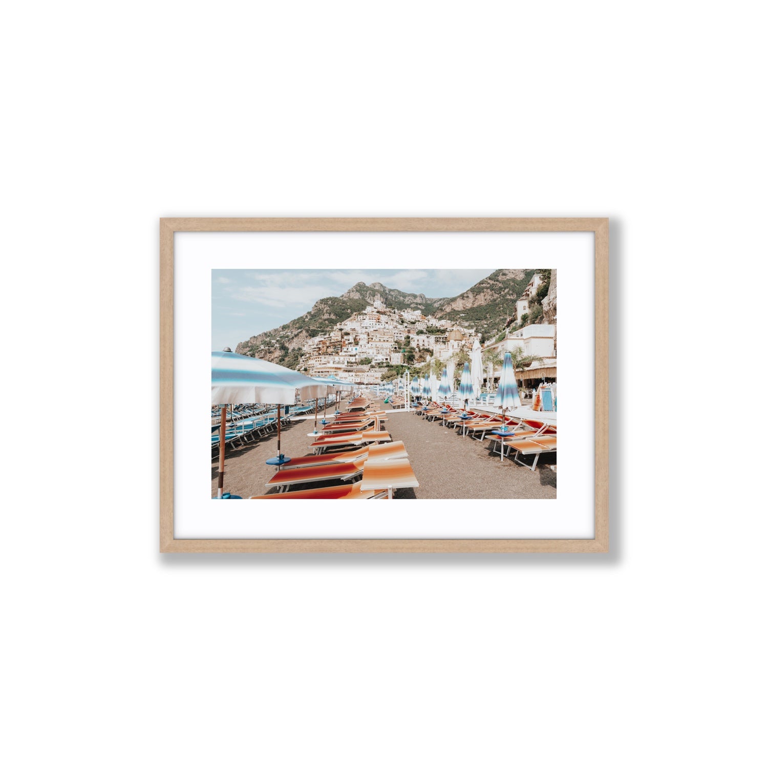 Spiaggia Grande fine art print, Positano, Italy, Medium, Natural Oak Frame · Matboard, Fine Art Print