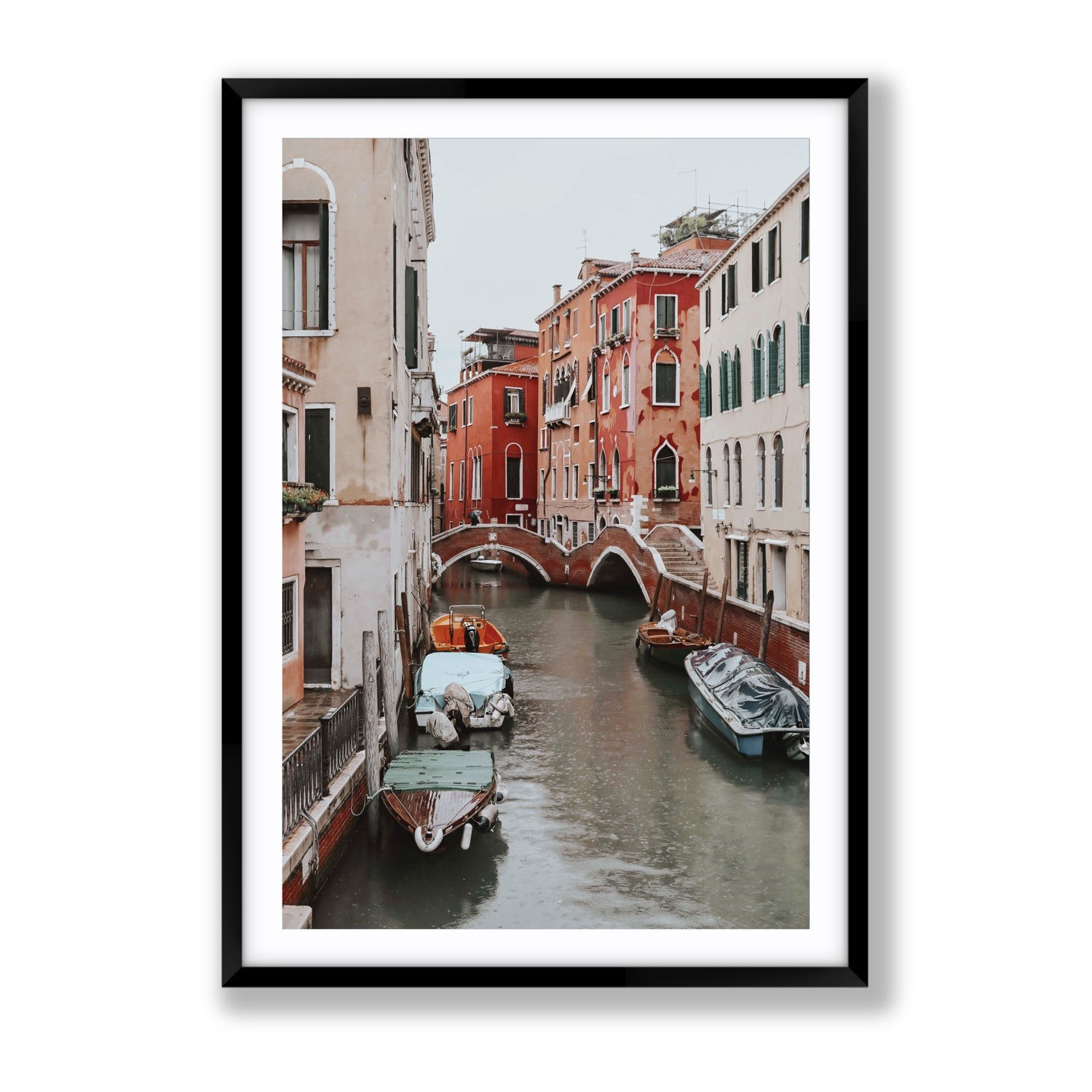 City of Water Venice Italian Mediterranean decor wall art Gallery fine art print in black frame with matboard