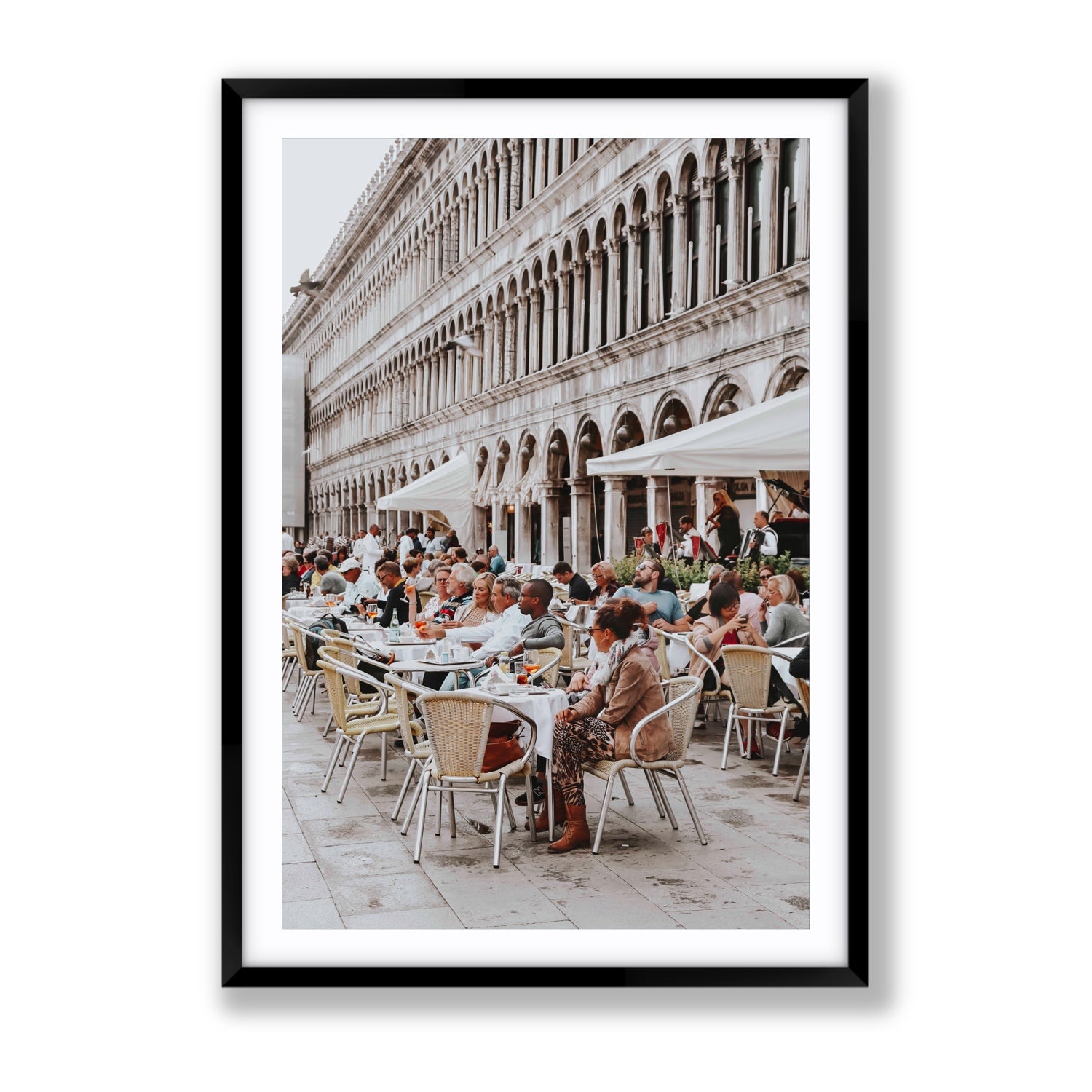 Lunchbreak Venice Italian wall art Gallery fine art print in black frame with matboard
